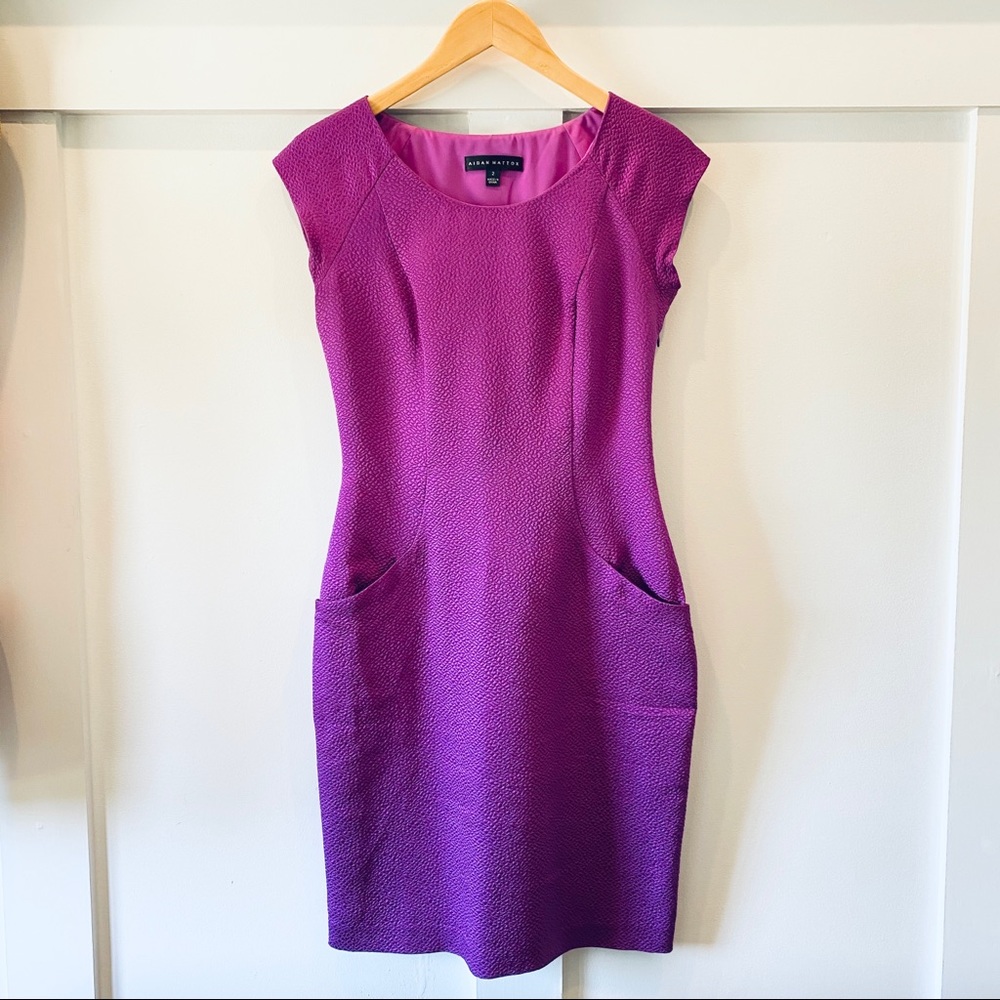 Striking fuchsia silk/wool cocktail dress